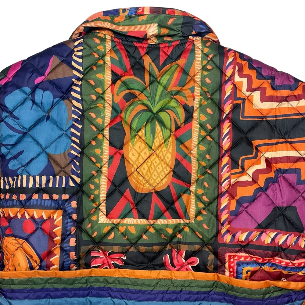 FARM RIO Patchwork Coat Quilted Crochet Sweater Sleeve Trench Boho Print Jacket - Picture 8 of 16